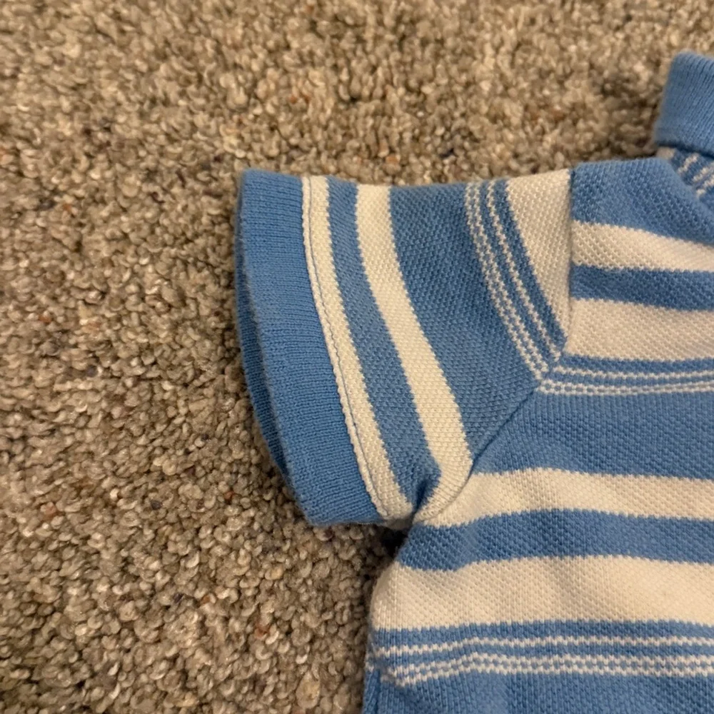 Ralph Lauren Toddler Boys Blue and White Striped Polo Onesie Romper 9 months